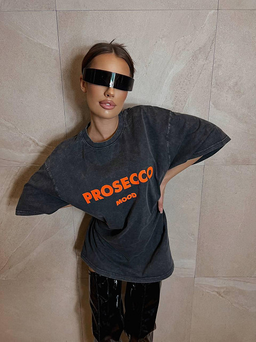 Женская трендовая оверсайз футболка с накатом PROSECCO трикотаж - 100% хлопок в технике тай-дай Одесса - изображение 6