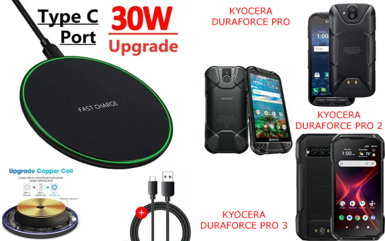 Беспроводное зарядное устройство Copper до 30W для KYOCERA DURAFORCE PRO, Pro 2, Pro 3, USB-C, LED Киев