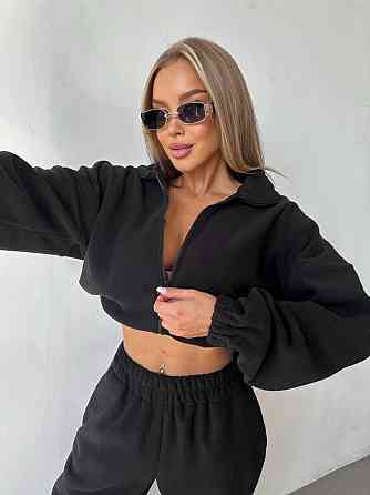 Женский теплый прогулочный костюм двойка Черный, 46/48 Одесса