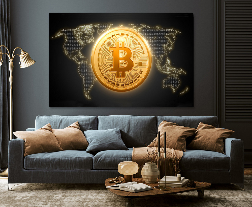 Картина холст в гостиную / спальню  Біткоін   MLP_189 80х160см Киев - изображение 3