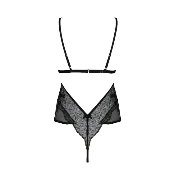 Боді Passion AMBERLY BODY 4XL/5XL black, асиметричний крій, мереживний ліф, золота нитка Львів