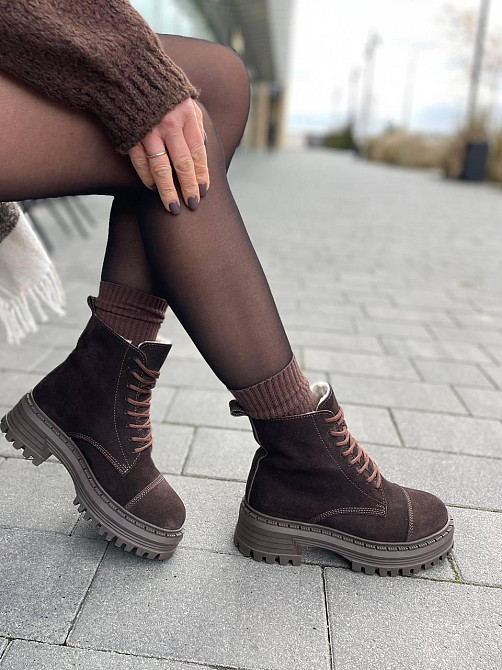 Molly Черевики жіночі MOLLY коричневі натуральна замша з утепленням (висота 14 см, подошва 3 см Коломыя - изображение 4