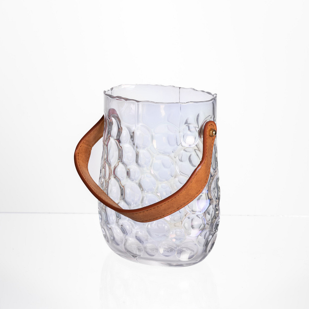 Ваза сумочка з ручкою 13×9.5×18 (см) декоративна скляна ваза для квітів 1.2 (л) Прозорий HP-19-153-6 Коломия - фото 5