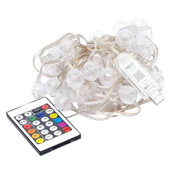 Гірлянда RGB з пультом "Кулька велика" D-52 Smart, USB 50L 5 метрів, змінює колір Вінниця