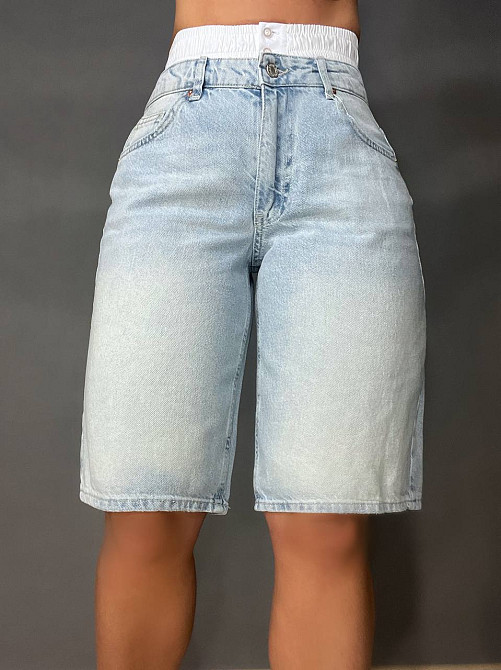 Шорти жіночі джинсові Its’Basic 3357 бермуди біла резинка на талії середня довжина блакитні , блакитний, 38 Київ - фото 9