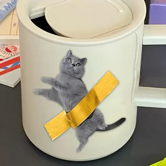 3D наклейка кот на скотче – милое украшение ноутбука и стен Киев