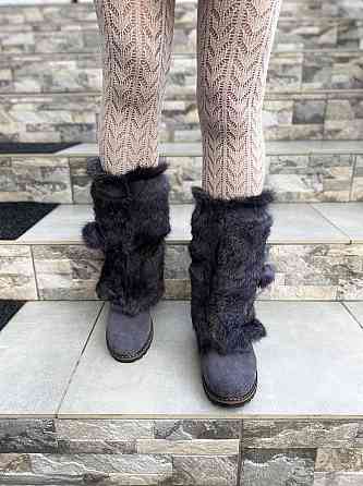TopS Унти жіночі TopS сірі натуральна замша хутро (висота 26см обхват 32-33см стелька 24.5-26см Коломыя