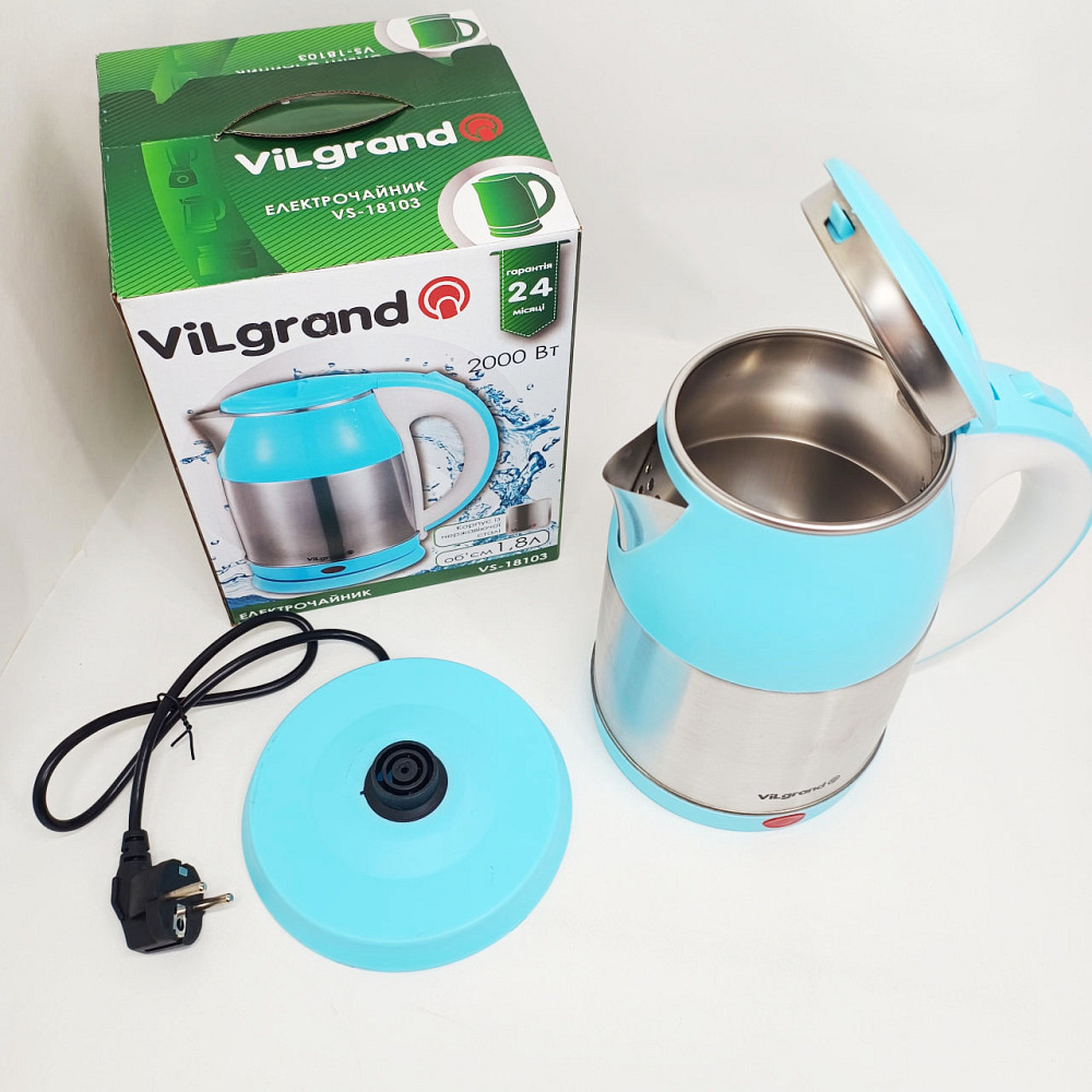 Електрочайник для комфортного використання на кухні Vilgrand VS-18103 1.8л, Якісний металевий чайник VE-56 Львів - фото 9