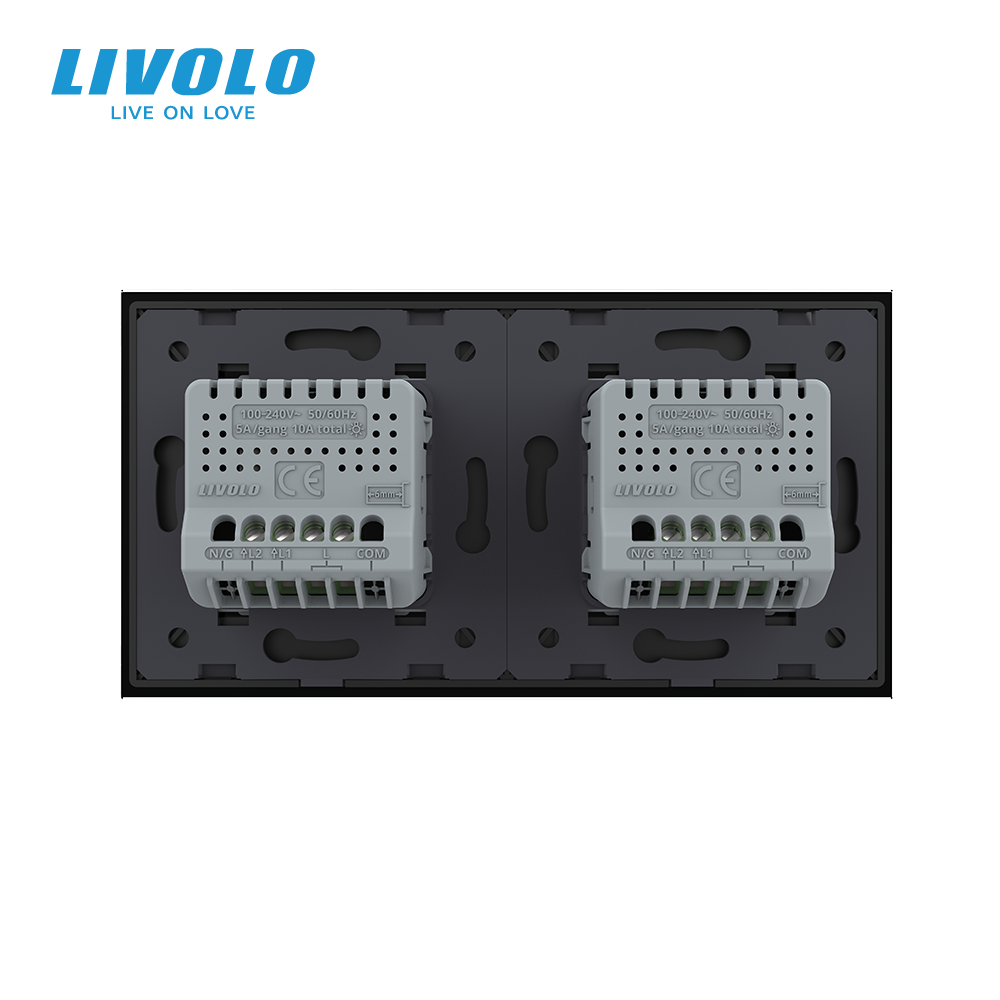 Сенсорний вимикач 4 сенсора (2-2) LIVOLO чорний матовий скляний Коломия - фото 5