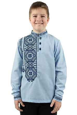 Вишиванка для хлопчиків, блакитна лляна топ Київ