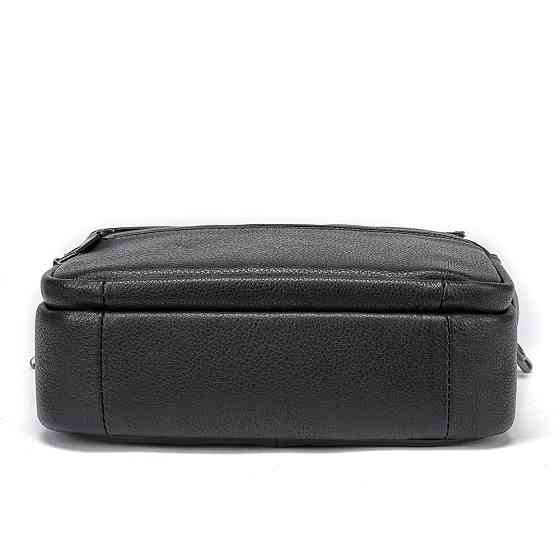 Вертикальна чоловіча сумка в м'якій шкірі Vintage 20367 Чорна Київ