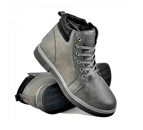 Черевики ЗИМНІ чоловічі Сірі Кросівки з МЕХОМ на замку з блискавкою (розміри: 41,42,43,44,45) - 302-3 Дніпро