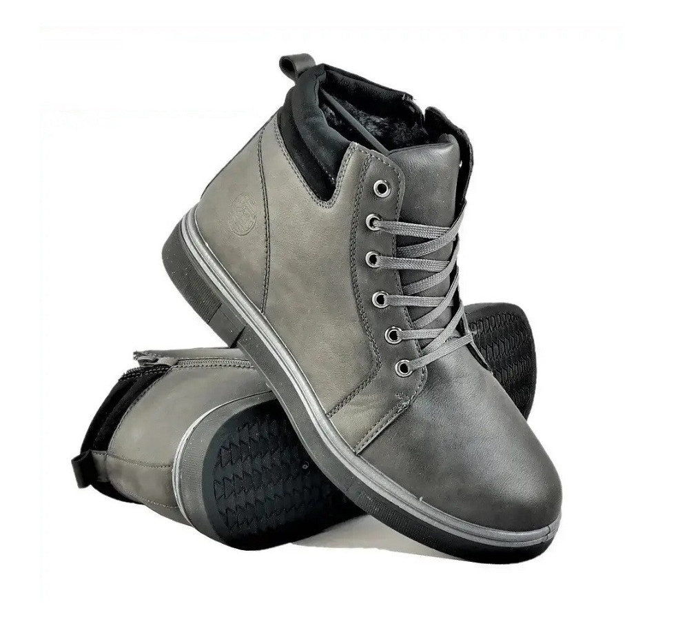 Черевики ЗИМНІ чоловічі Сірі Кросівки з МЕХОМ на замку з блискавкою (розміри: 41,42,43,44,45) - 302-3 Дніпро - фото 1