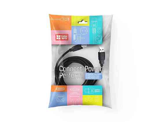 Кабель USB 2.0 AM to BM Print Cable 3м черный ТМ СolorWay Киев