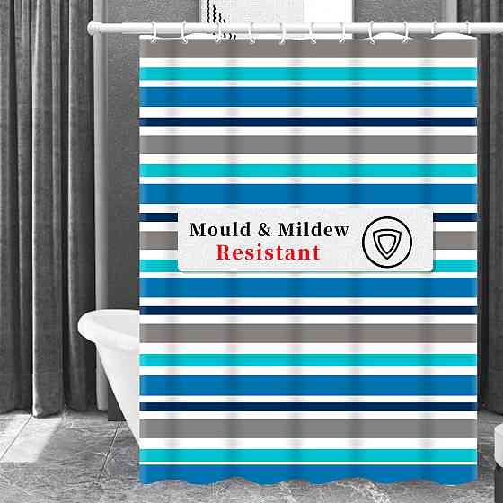 Шторка для ванны из полиэстера водонепроницаемая Bathlux 180x180 см с кольцами, занавеска для ванной комнаты Каменец-Подольский