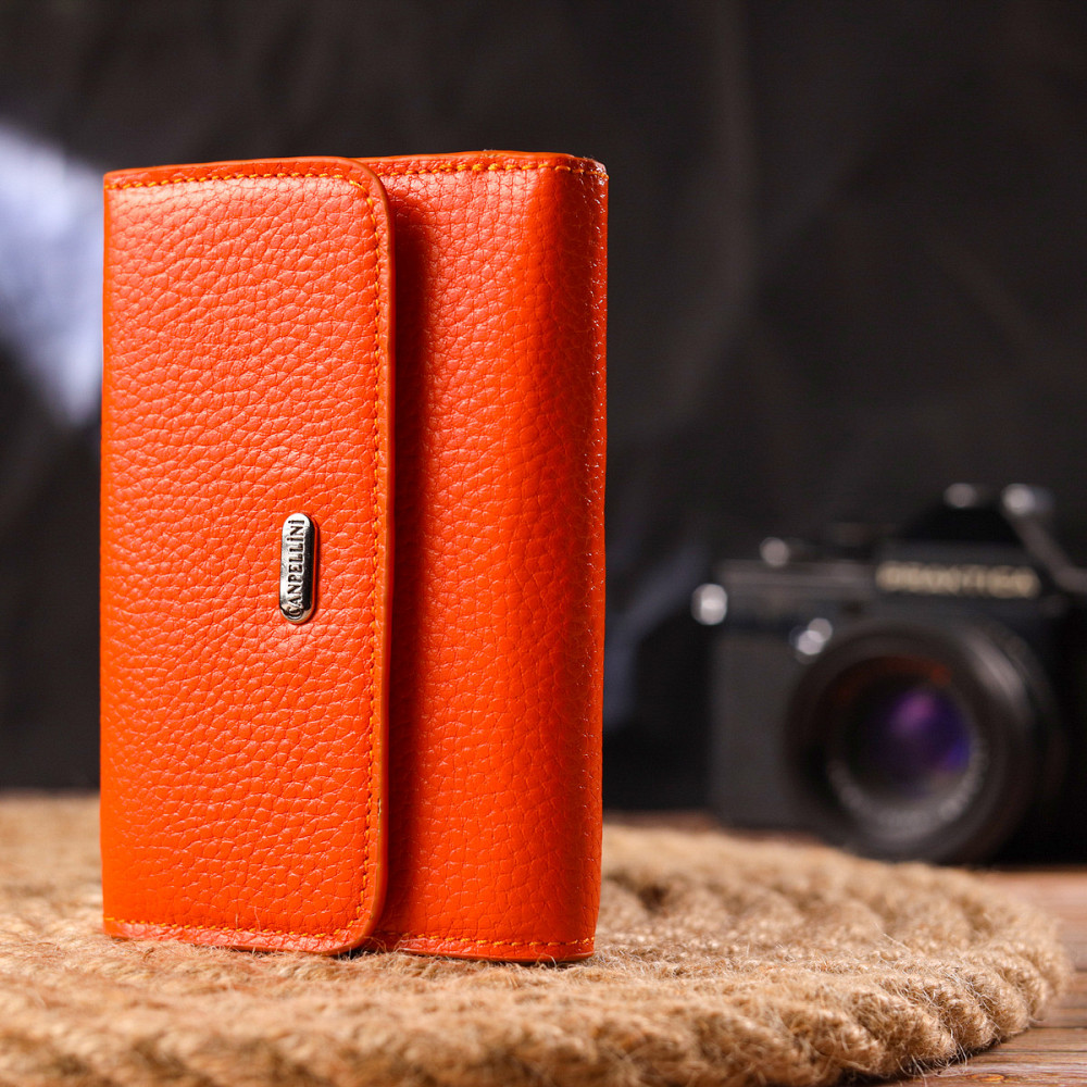Молодежный кошелек из натуральной кожи флотар CANPELLINI 21594 Оранжевый Киев - изображение 8