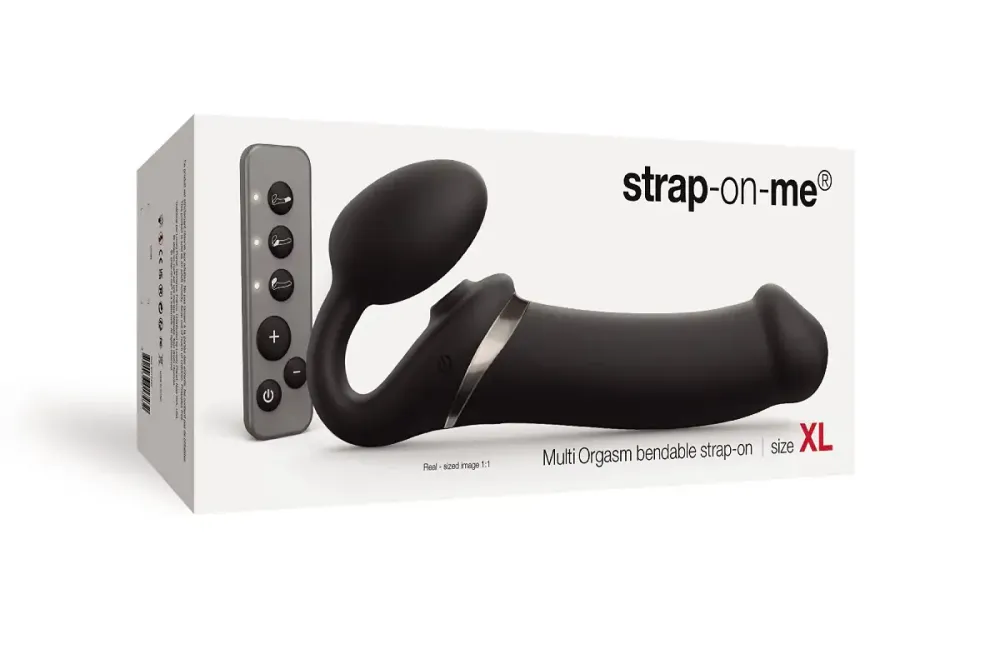 Безремінний вібрострапон з вакуумною стимуляцією Strap-On-Me MULTI ORGASM Black XL, регульований Львів - фото 8