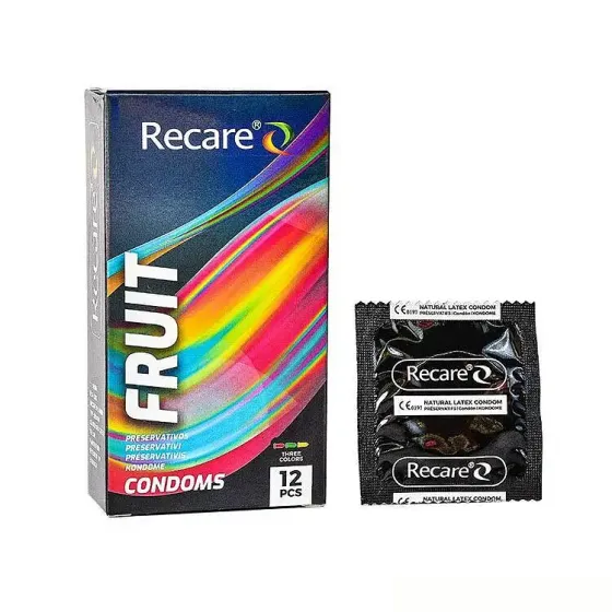 Презервативи Holographic Recare Color Fruit Flavour Condoms 12 шт, аромати: м'ята, банан, полуниця Львів
