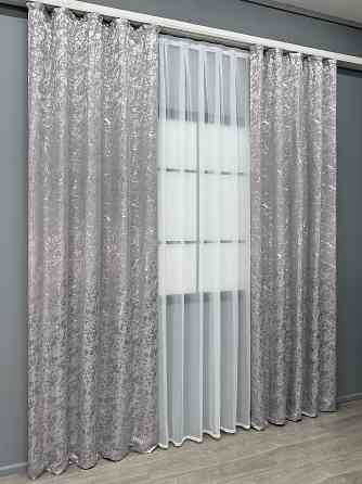 Комплект готовых штор VR-Textil Лен мрамор Royal Touch № 2007ш Светло-серый 130х200 см 2 шт (39-0093) Киев