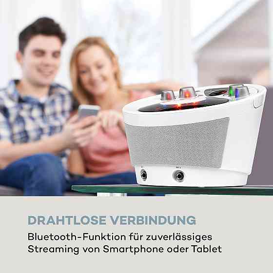 Караоке-система SingSing BT 2 мікрофони CD-плеєр BT Світлодіодний світловий ефект Мобільний білий (Німеччина, Рівне