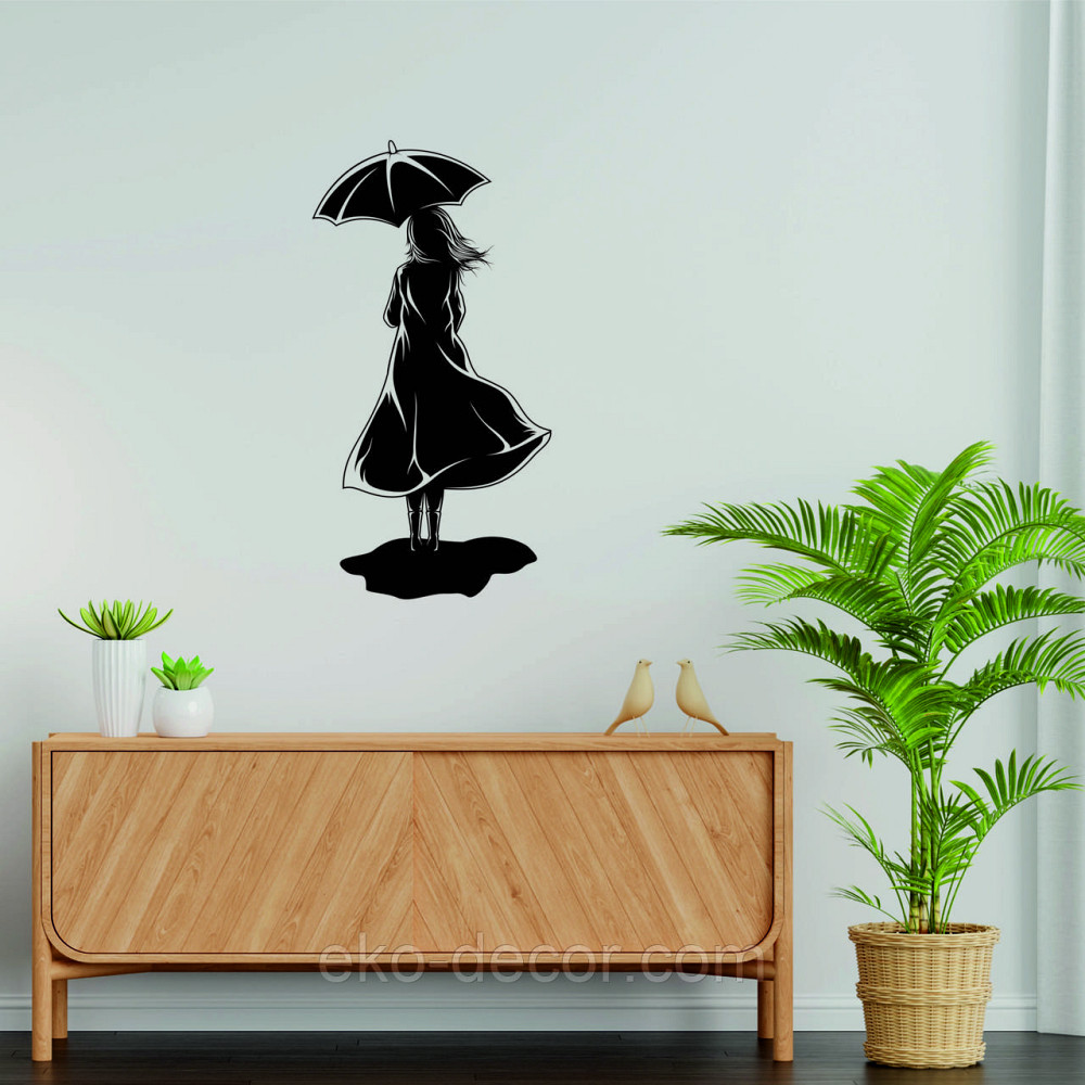Декоративне настінне Панно «Дівчина з парасолькою», Декор на стіну 70*36 см, Чорний Київ - фото 9