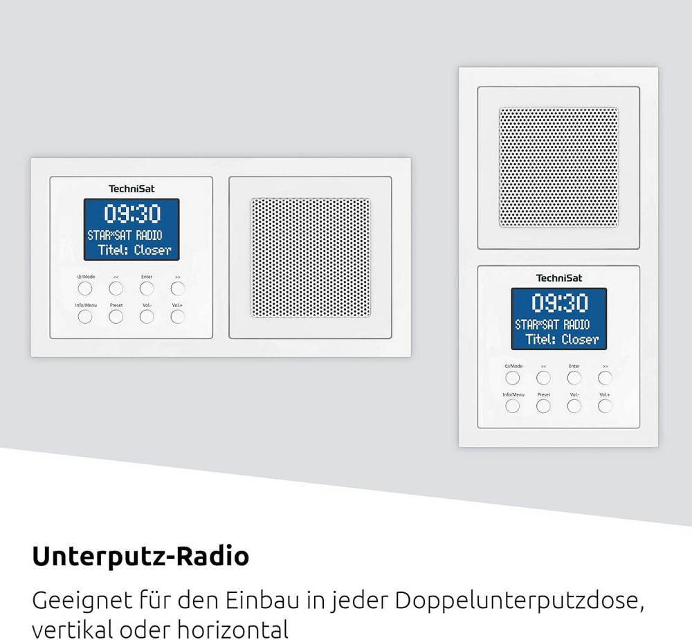 Радіо TechniSat DigitRadio UP1 білий DAB+ FM Bluetooth вбудовуване у подвійний підрозетник з будильником 2 Вт цифрові радіостанції Київ - фото 4