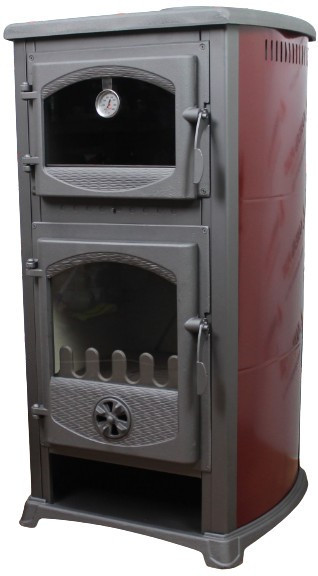 Піч-камін на дровах Bella Thalia Cucina червона з духовкою та варильною поверхнею 8 кВт до 60 м2 буржуйка Сербія Тернопіль - фото 1