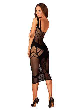 Полупрозрачное платье миди Obsessive D609 dress S/M/L, black Sex Aura Киев