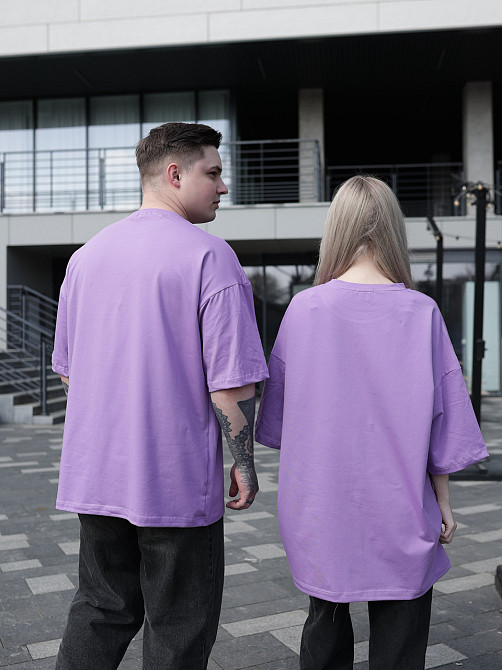Парные футболки оверсайз(oversize) для мужа и жены, для влюбленных пар SANE фуксия M Одесса - изображение 9