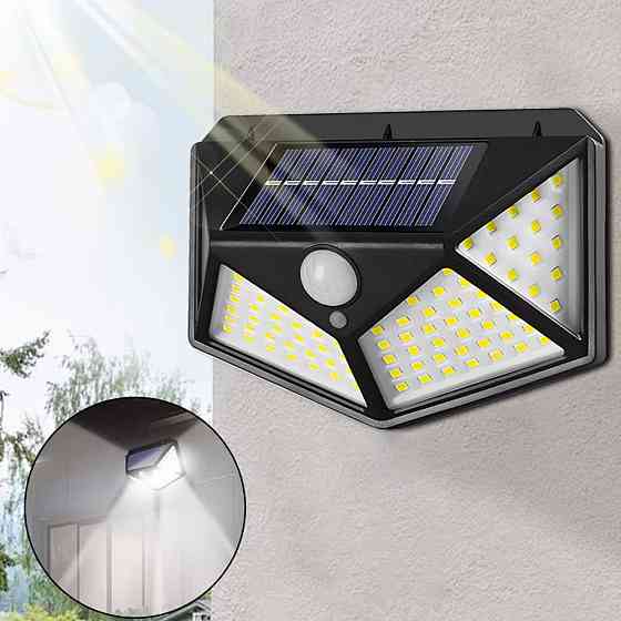 Вуличний ліхтар на сонячній батареї 100LED, BK-100 / Зовнішній LED світильник / Настінний світлодіодний ліхтар Київ