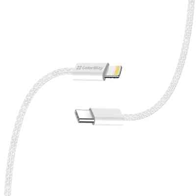 Дата кабель USB-C to Lightning 2.0m PD 27W braided gray ColorWay (CW-CBPDCL068-GR) Винница
