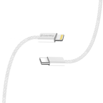 Дата кабель USB-C to Lightning 2.0m PD 27W braided gray ColorWay (CW-CBPDCL068-GR) Винница - изображение 3
