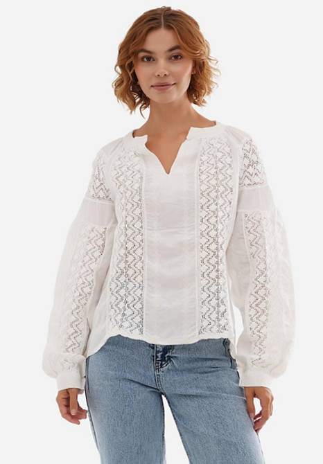 Женская белая современная вышиванка 80% хлопок, 20% полиэстер. Одесса - изображение 1