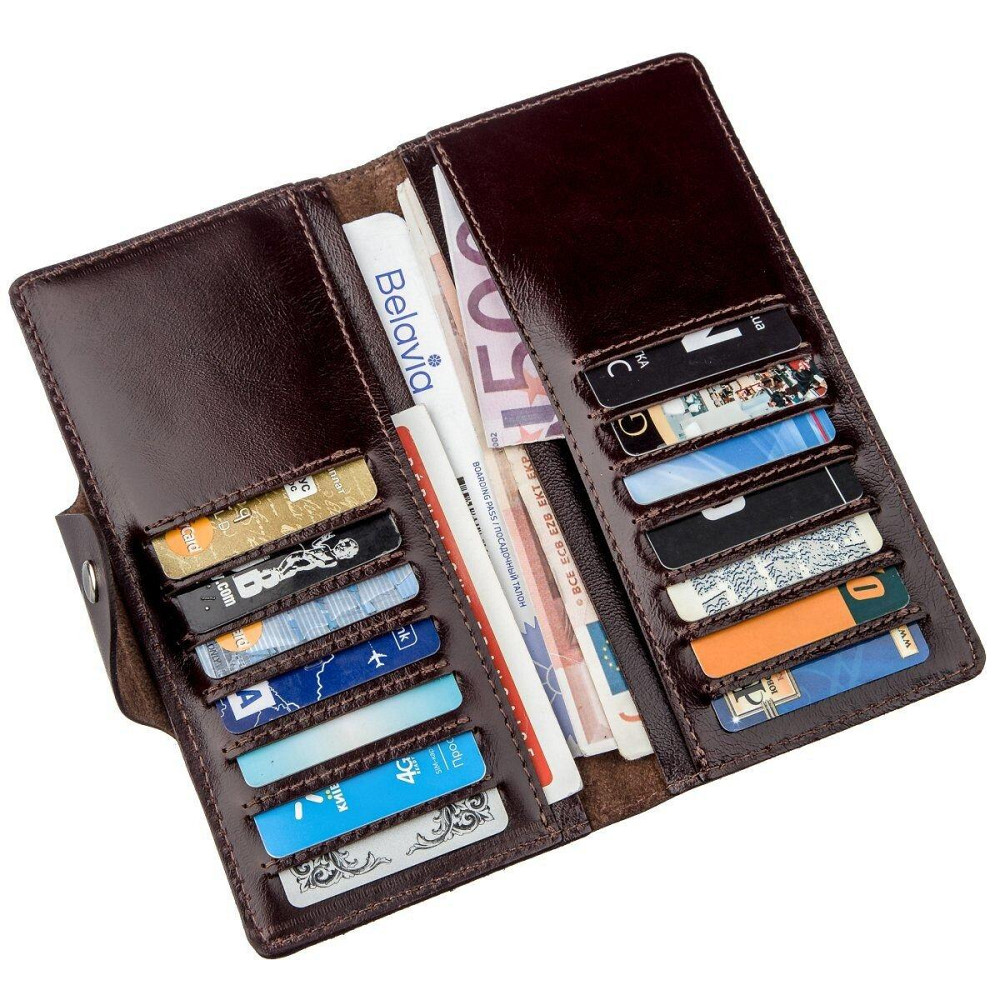 Бумажник вертикальный из кожи алькор на кнопках Коричневый (SHVIGEL) Киев - изображение 4