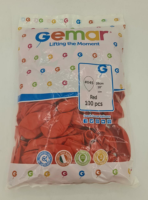 Надувні кулі пастель червоний 10" (25 см) Gemar 100 шт (1 пач.) Харків - фото 2