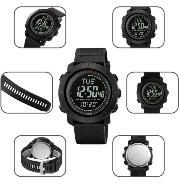 Чоловічий спортивний годинник з компасом Skmei 2095 (Чорний) Вінниця - фото 8