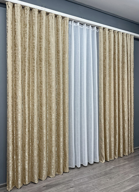 Комплект готових штор VR-Textil Льон мармур Pavliani ХО № 1270ш Бежевий 100х280 см 2 шт (31-494) Київ - фото 12