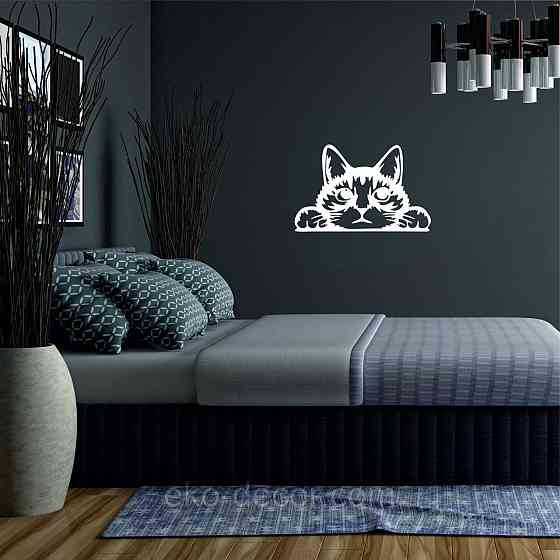 Декоративное настенное 3D Панно «Кот» Декор на стену с объемом (цена за 1 шт) 50*32 см, Белый Киев