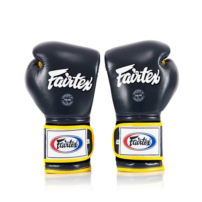 Боксерські рукавиці Fairtex BGV9 Mexican Blue/Yellow 10 унцій (бинти в комплекті) Каменское - изображение 3