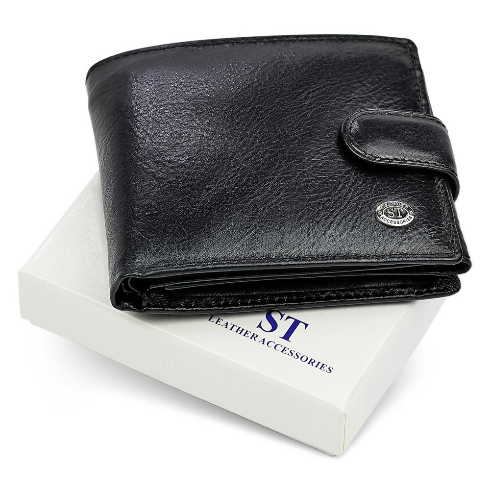 Классическое мужское портмоне из натуральной кожи ST Leather В102 Черный Київ - фото 12