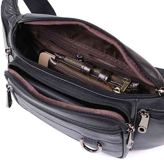 Мужская кожаная сумка на пояс Vintage 20487 Черный Киев