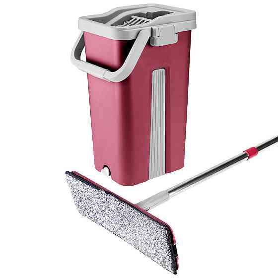 Швабра с ведром 11л и автоматическим отжимом + 2 насадками Cleaning Mop, Бордовая / Швабра лентяйка и ведро / Швабра для мытья Киев