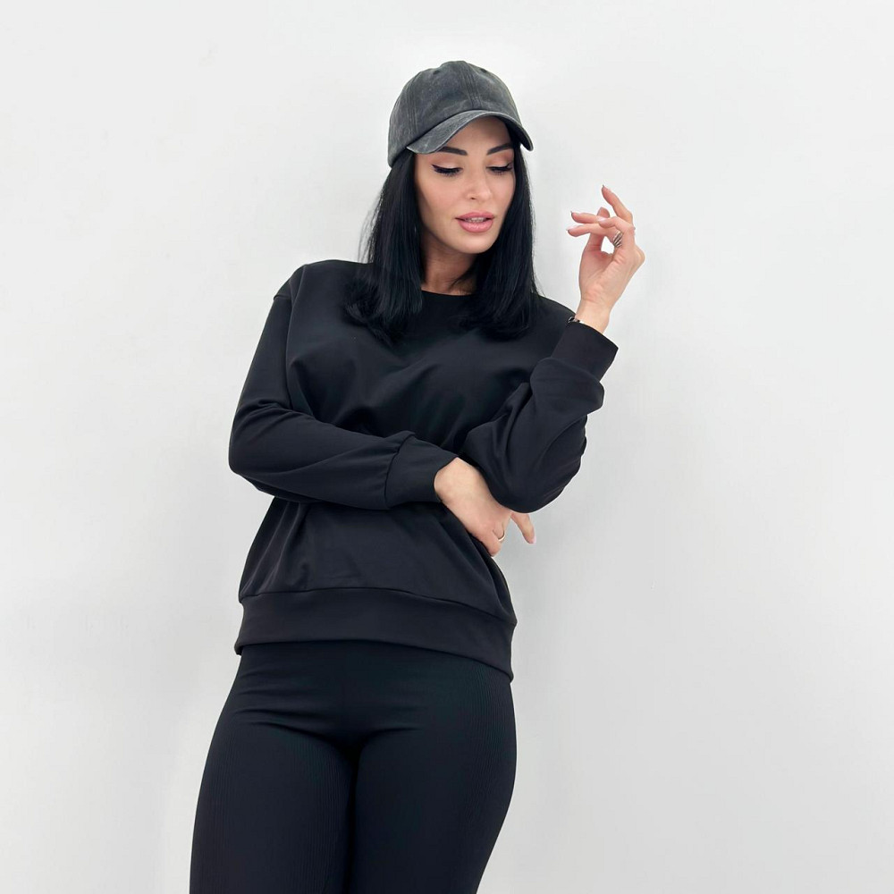 Базовий світшот з двонитки "Kaplan" оптом | Батал Чорний, 54-56 Київ - фото 1