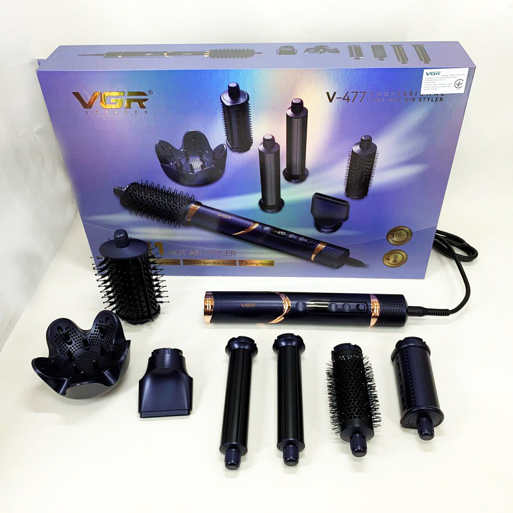 Хороший фен для випрямлення волосся VGR 7 в 1 V-477, Універсальна щітка-фен для волосся YP-39 Львів - фото 12