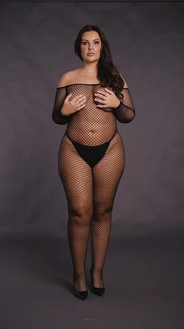 Жіночий боді-комбінезон із сітки Le Desir Off Shoulder Fishnet Bodystocking, чорний Sex Aura Київ - фото 5
