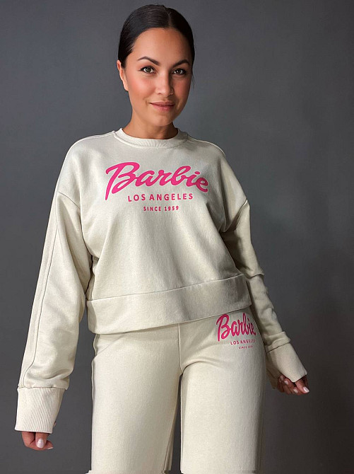 Костюм женский Quzen 485-485 Barbie оверсайз свитшот и брюки палаццо светло бежевый, світло-бежевый, L Киев - изображение 2