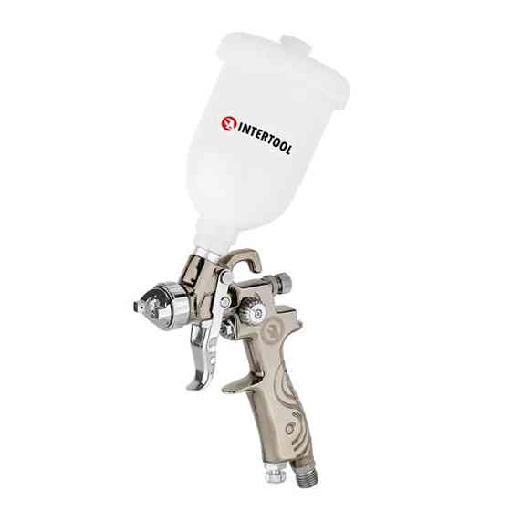 Фарбопульт пневматичний LVMP MINI, форсунка: 0,8 мм, верхній пластиковий бачок: 250 мл, 2-2,5 бар INTERTOOL PT-0129 Київ