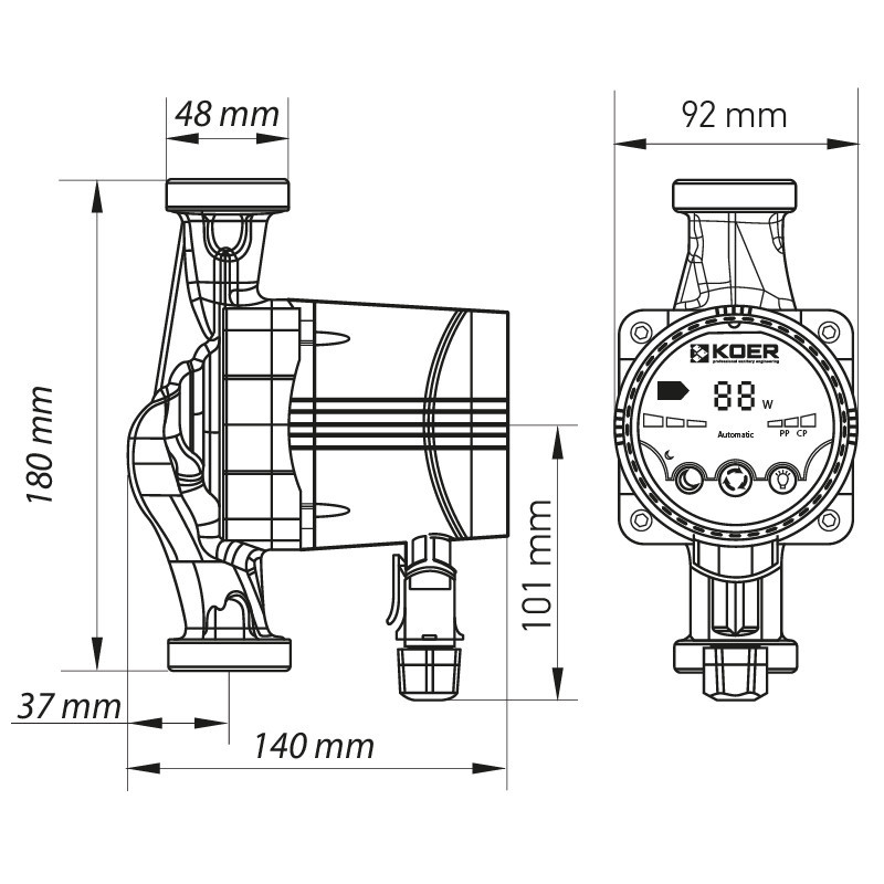 Насос циркуляційний енергозб. Koer KP.N25 / 6-180 (KP0247) Київ - фото 7