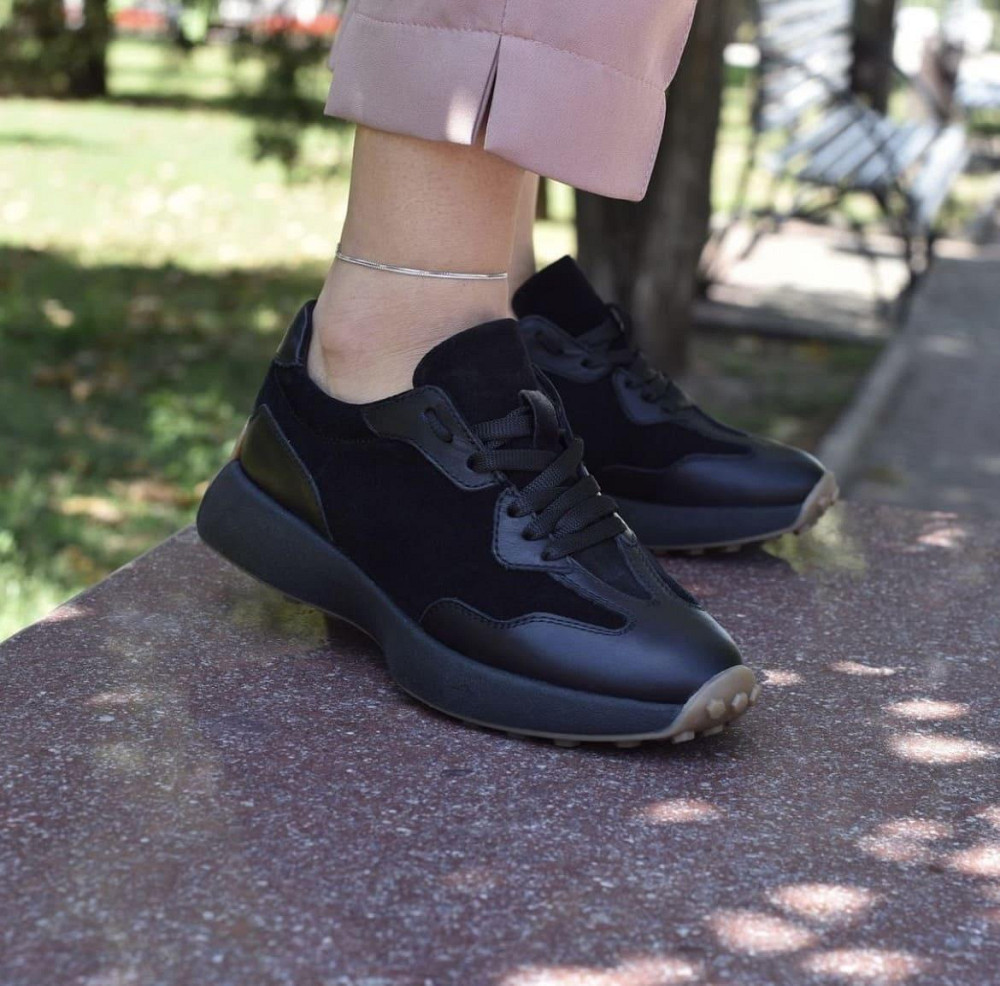 EMELI Кросівки жіночі EMELI 171/1 чорні (весна-осінь, шкіра+замша натуральна) (4779) Коломия - фото 4