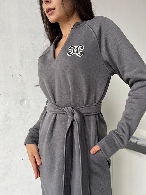 Жіноче тепле плаття тринитка на флісі під пояс. 42-52р. Київ - фото 4